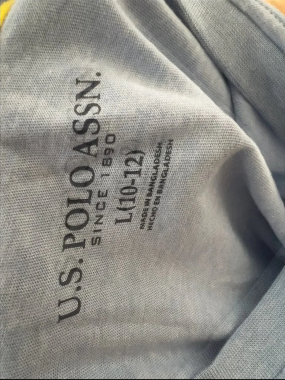 U.S. Polo Assn. Light Blue Short Sleeve Striped Pocket Tee with Yellow Logo - Picture 2 of 3